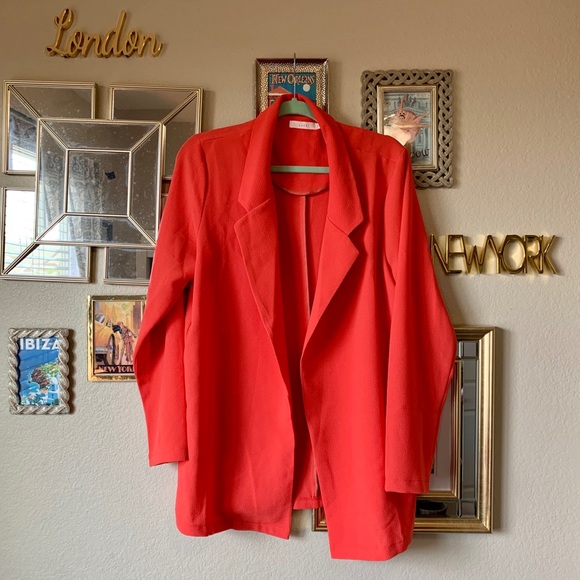 Lush Jackets & Blazers - Lush Lightweight Coral Blazer